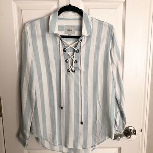 Rails Blue and White Striped Top